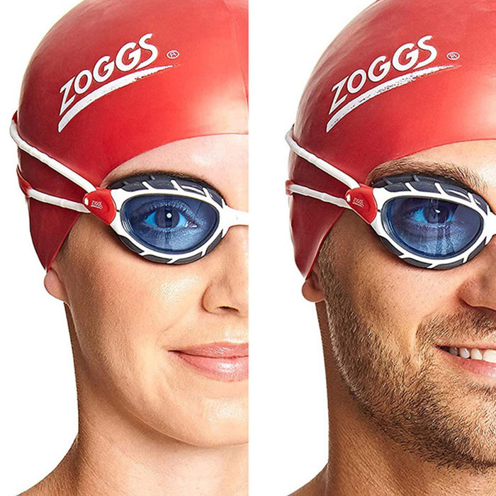 Swimming Goggles Predator White-Red Tinted-Blue Lenses Small Zoggs 461037WHRDTBLS