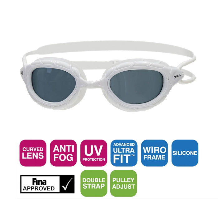 Swimming Goggles Predator White Smoked Lenses Regular Zoggs 461037WHTSMR