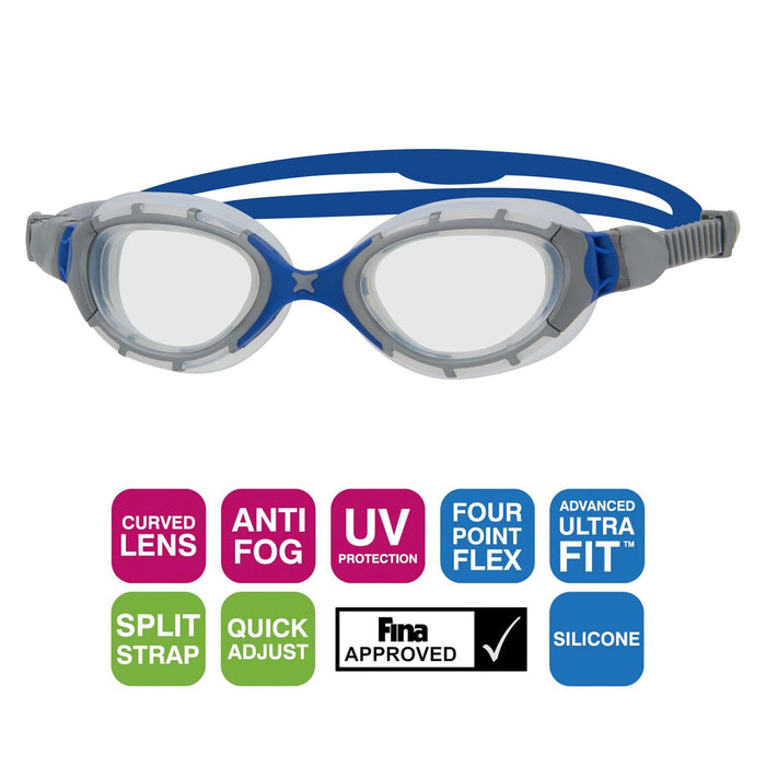 Swimming Goggles Predator Flex Grey-Blue-Clear Small Zoggs 461041GYBLCLRS