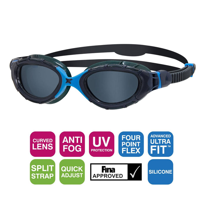 Swimming Goggles Predator Flex Gey-Blue-Smoked Small Zoggs 461041GYBLTSMS