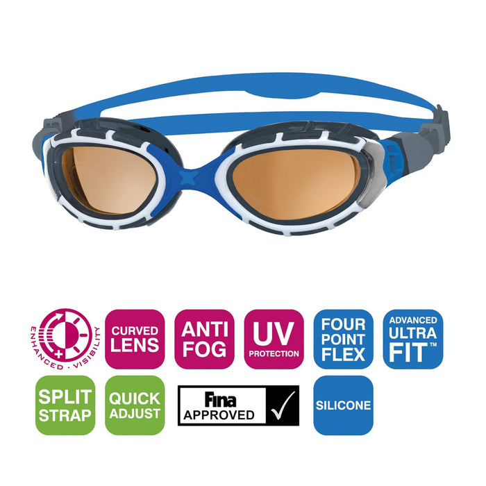 Swimming Goggles Predator Flex Polarized Ultra Blue-Grey Small Zoggs 461046BLGYPCPS