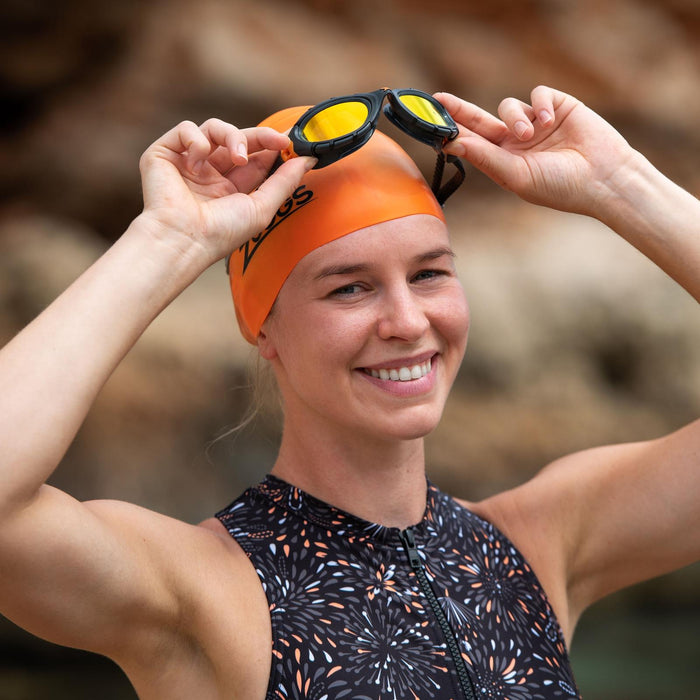 Swimming Goggles Predator Flex Titanium Grey-Black Mirrored-Orange Lenses Regular Zoggs 461054GYBKMORR