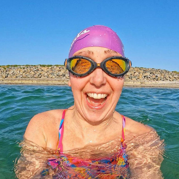 Swimming Goggles Predator Flex Titanium Grey-Black Mirrored-Orange Lenses Regular Zoggs 461054GYBKMORR