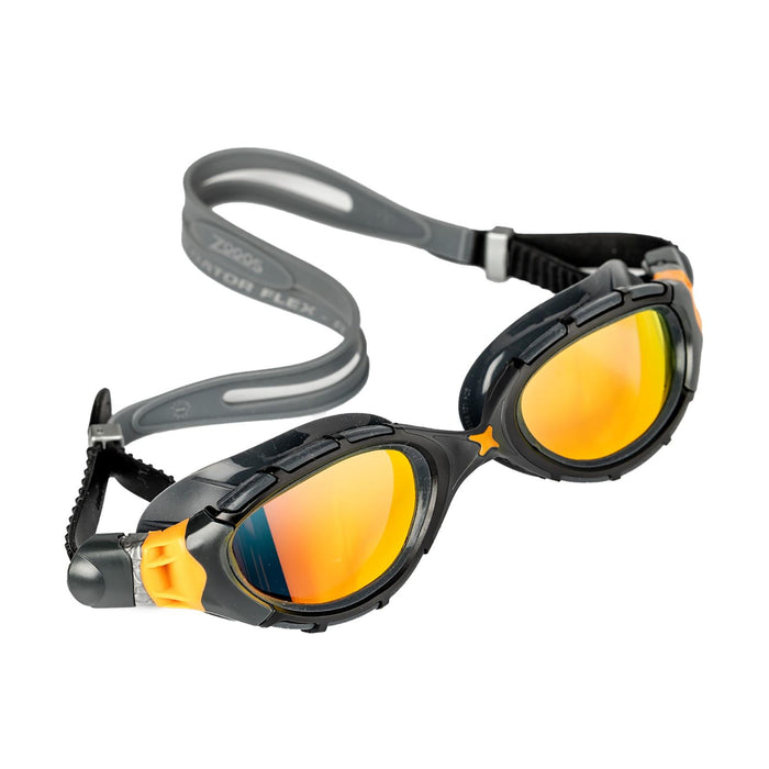 Swimming Goggles Predator Flex Titanium Grey-Black Mirrored-Orange Lenses Small Zoggs 461054GYBKMORS