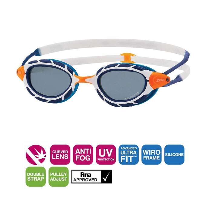 Swimming Goggles Predator Polarized Blue-White-Smoked Small Zoggs 461060BLWHPSMS