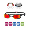 Swimming Goggles Raptor Hcb Titanium Grey-Black Mirrored-Red Lenses Zoggs 461085GYBKMRD