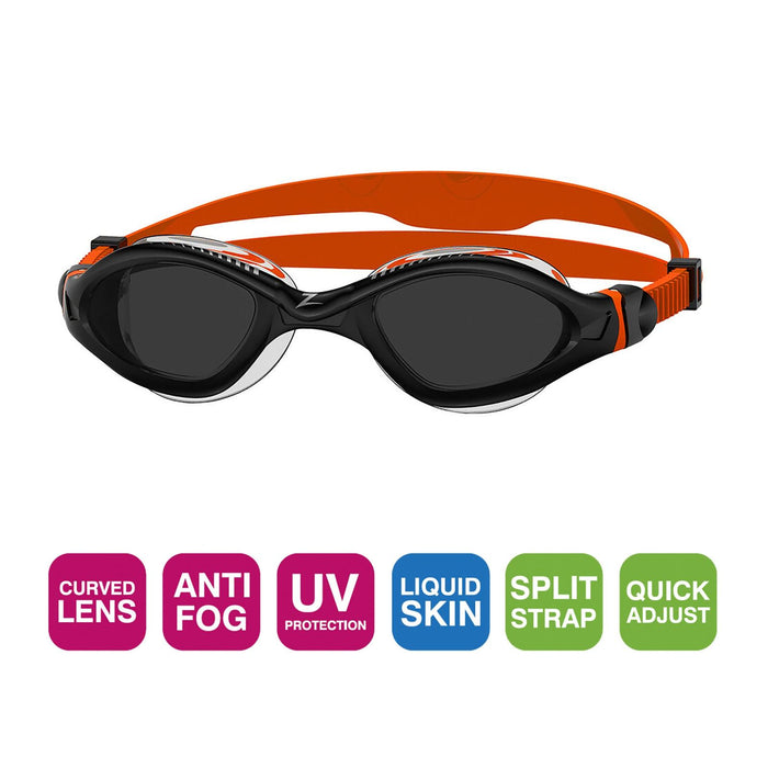 Swimming Goggles Tiger Lsr+ Black-Orange Tinted-Smoke Lenses Small Zoggs 461093BKORTSMS