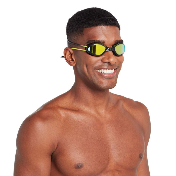Swimming Goggles Tiger Titanium Black-Yellow Mirrored-Lime Lenses Small Zoggs 461094BKYLMLMS