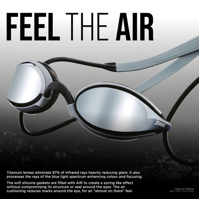 Swimming Goggles Tiger Titanium Grey-Red Mirrored-Smoke Lenses Regular Zoggs 461094GYRDMSMR
