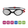 Swimming Goggles Tiger Titanium Grey-Red Mirrored-Smoke Lenses Small Zoggs 461094GYRDMSMS