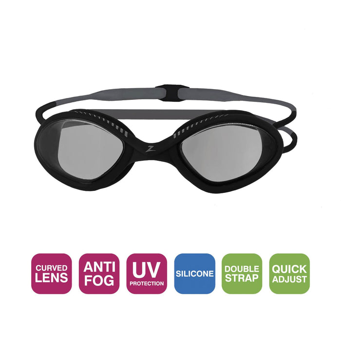 Swimming Goggles Tiger Black-Grey Tinted-Smoke Lenses Regular Zoggs 461095BKGYTSMR