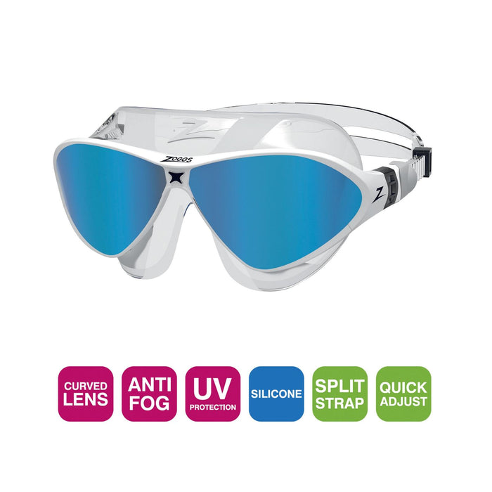Swimming Mask Horizon Flex Titanium Clear-White Mirrored-Blue Lenses Zoggs 461109CLWHMBL