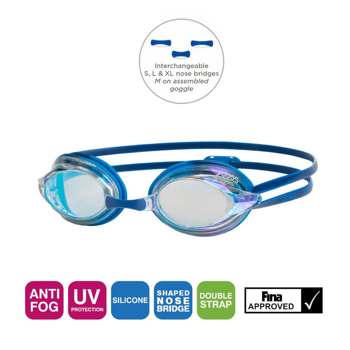Swimming Goggles Racer Titanium Blue-Light Mirrored-Clear Lenses Zoggs 461112BLLBMCL