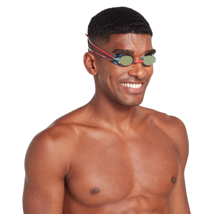 Swimming Goggles Racer Titanium Grey-Red Mirrored-Gold Lenses Zoggs 461112GYRDMGD
