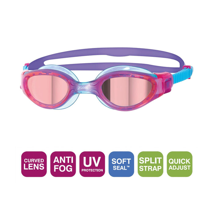 Swimming Goggles Phantom Elite Mirror Junior Pink-Blue Mirrored-Red Lenses Zoggs 461316PKBLMRD