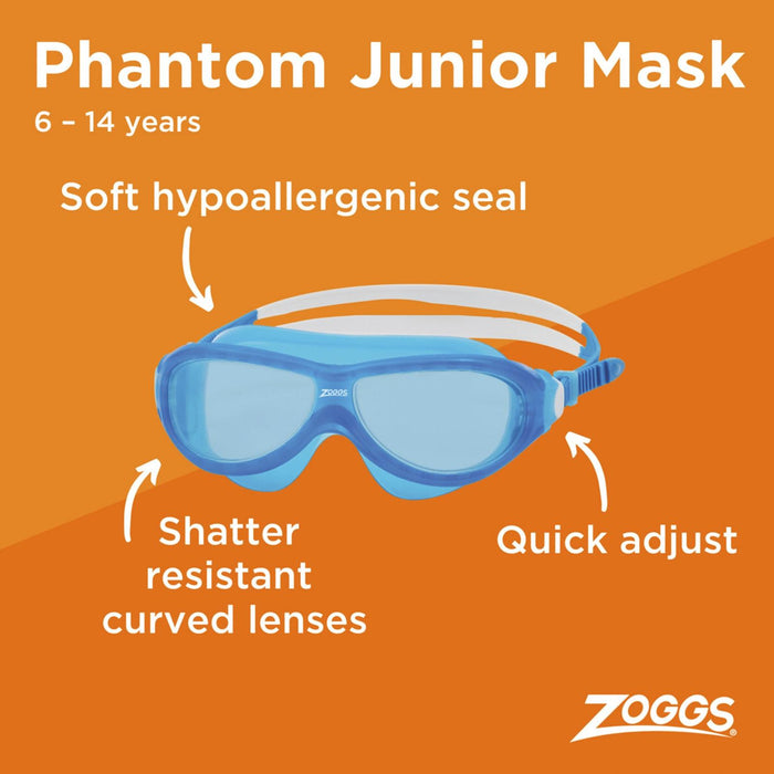 Swimming Mask Phantom Junior Blue-White Tinted-Blue Lenses Zoggs 461317BLWHTBL