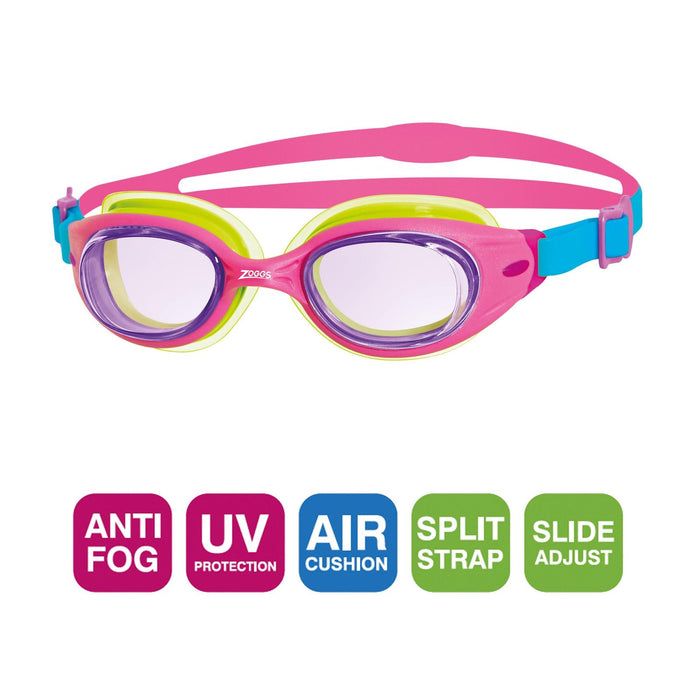 Schwimmbrille Little Sonic Air Kinder Pink-Grün Getönte lila Gläser Zoggs 461418PKGNTPU