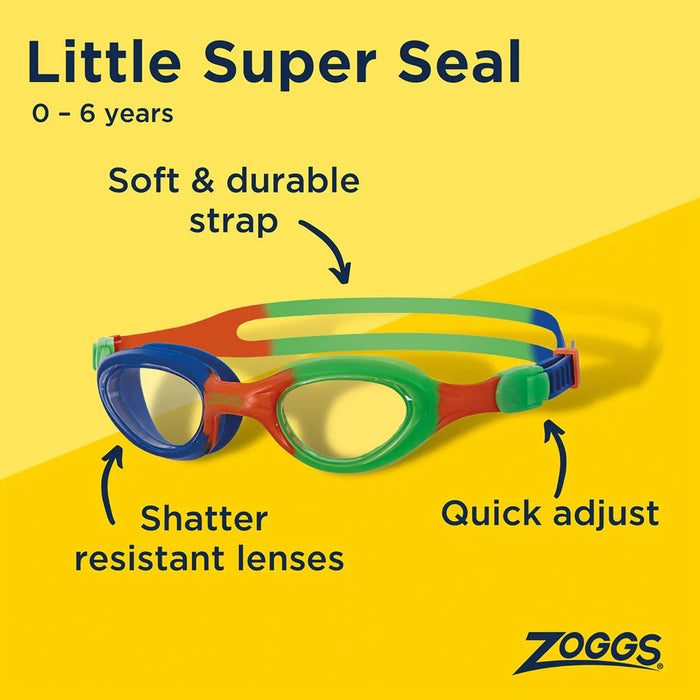 Swimming Goggles Little Super Seal Kids Orange-Green Zoggs 461419ORGNCLR