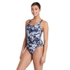 One Piece Swimsuit Marble Powerback Women Black-White Size 42-XXL Zoggs 462569BK42