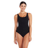 One Piece Swimsuit Scoopback Silver Lined Black Size 32-XS Zoggs 462577BK32