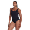 One Piece Swimsuit Scoopback Silver Lined Black Size 38-L Zoggs 462577BK38