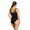 One Piece Swimsuit Scoopback Silver Lined Black Size 40-XL Zoggs 462577BK40