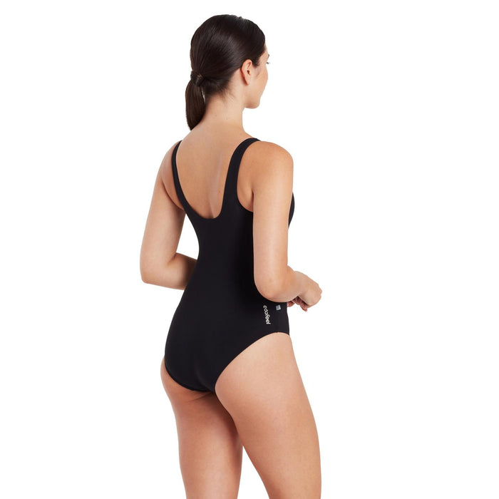 One Piece Swimsuit Scoopback Silver Lined Black Size 42-XXL Zoggs 462577BK42