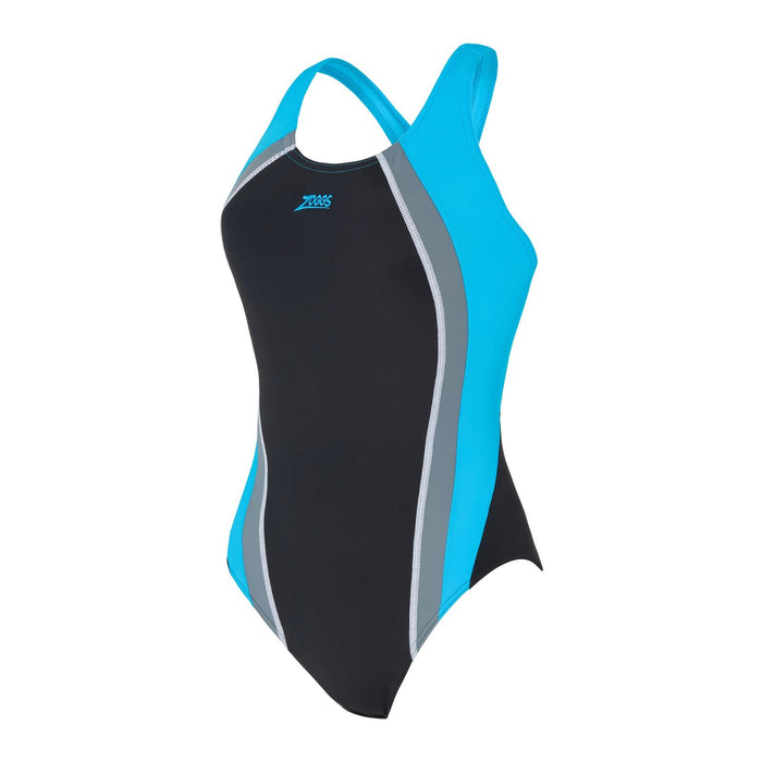 One Piece Swimsuit Toronto Flyback Black-Turquoise Size 46-4XL Zoggs 462579BKTQ46