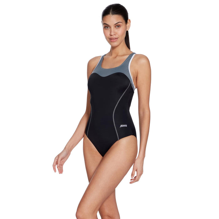 One Piece Swimsuit Tokyo Iceback Black-Grey Size 48-5XL Zoggs 462580BKGY48