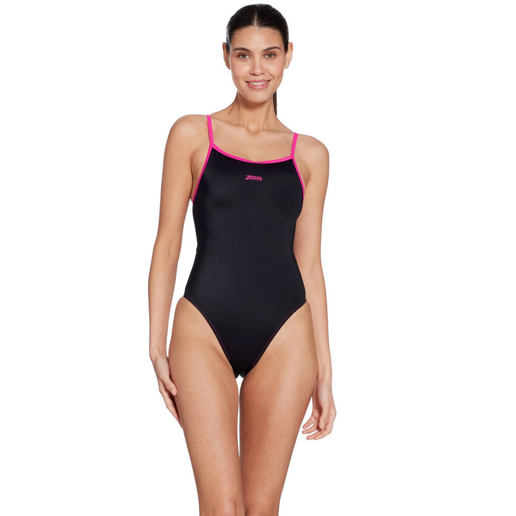 One Piece Swimsuit Kona Triback Black-Magenta Size 28-XXXS Zoggs 462582BKMG28