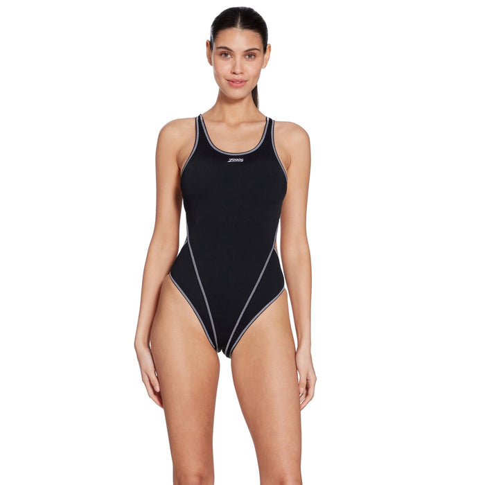 One Piece Swimsuit Melbourne Haxback Black-White Size 36-M Zoggs 462585BKWH36