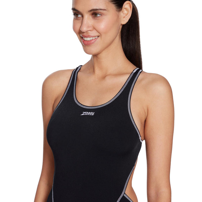 One Piece Swimsuit Melbourne Haxback Black-White Size 38-L Zoggs 462585BKWH38