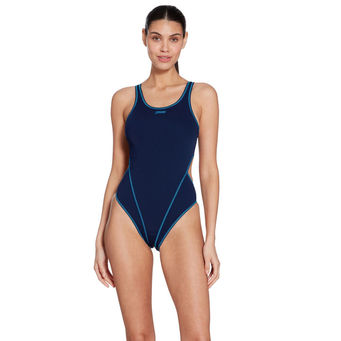 One Piece Swimsuit Melbourne Haxback Navy-Light-Blue Size 40-XL Zoggs 462585NVLB40