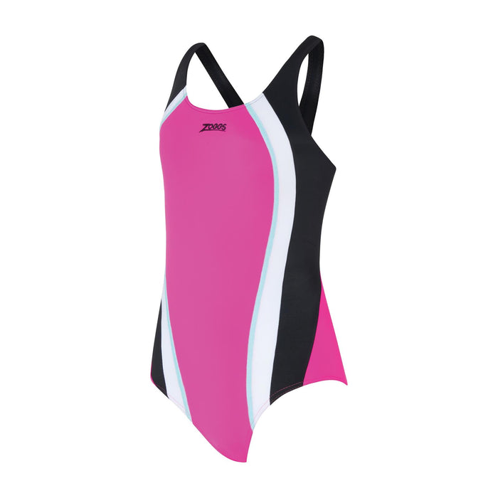 One Piece Swimsuit Toronto Flyback Girl Magenta-Black Size 34-14A Zoggs 463314MGBK34