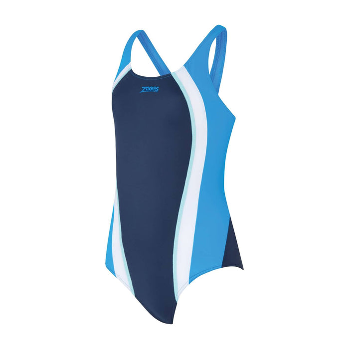 One Piece Swimsuit Toronto Flyback Girl Navy-Light-Blue Size 32-12A Zoggs 463314NVLB32