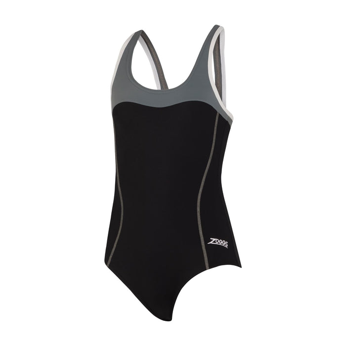 One Piece Swimsuit Tokyo Iceback Girl Black-Grey Size 26-6A Zoggs 463315BKGY26