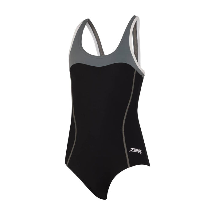 One Piece Swimsuit Tokyo Iceback Girl Black-Grey Size 30-10A Zoggs 463315BKGY30