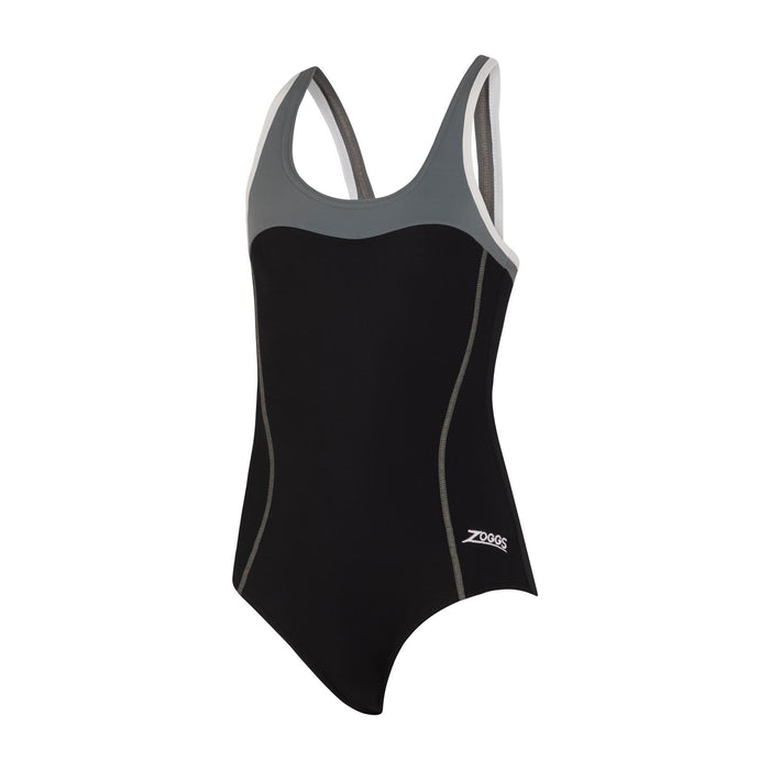 One Piece Swimsuit Tokyo Iceback Girl Black-Grey Size 32-12A Zoggs 463315BKGY32