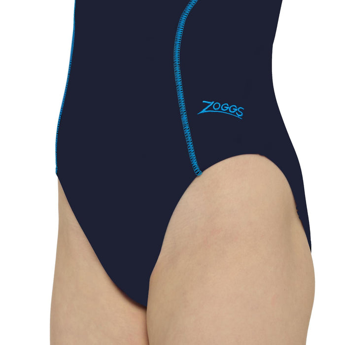 One Piece Swimsuit Tokyo Iceback Girl Navy-Light-Blue Size 30-10A Zoggs 463315NVLB30