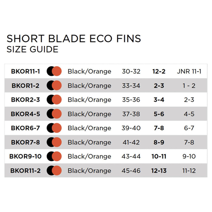 Swimming Fins Short Blade Eco Black-Orange EU 37-38-UK 4-5-US 5-6 Zoggs 465220BKOR45