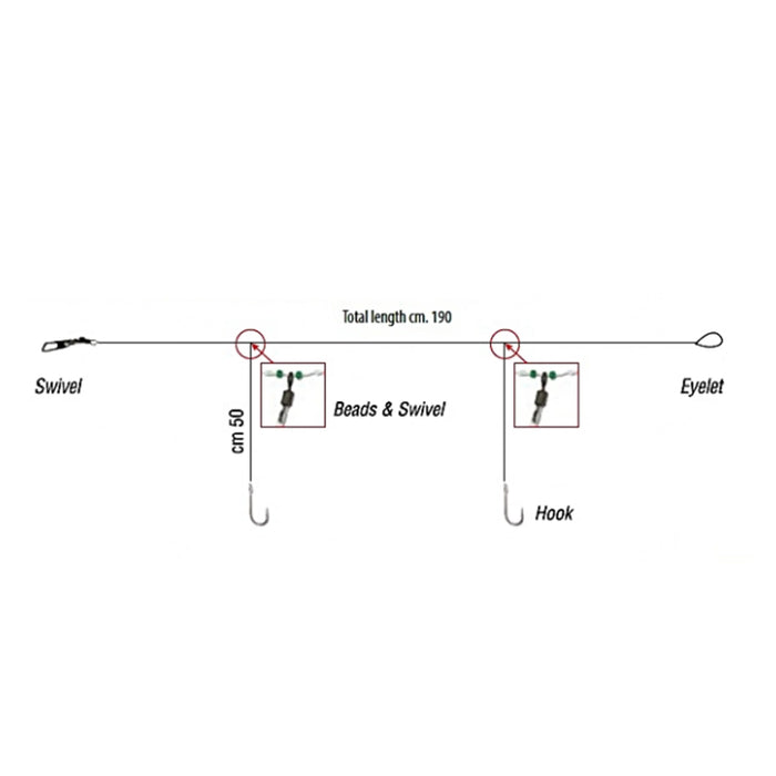 Lineaeffe 2 Hooks Terminal For Surf And Boatfishing