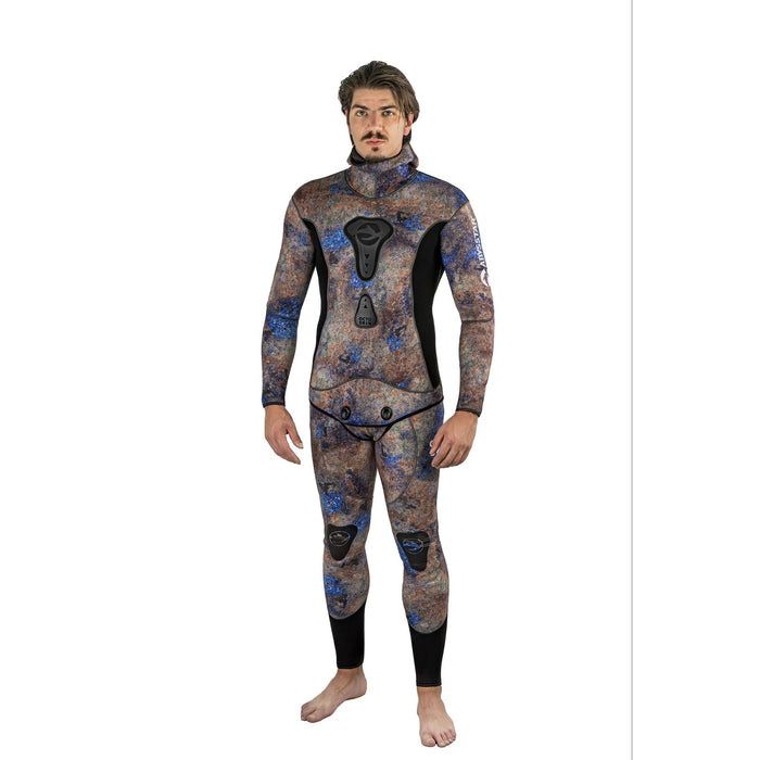 Spearfishing Full Wetsuit Octoskin Man 5mm Camo-Brown-Blue L Abysstar 59032