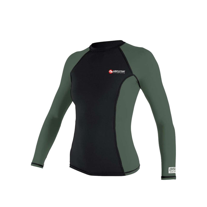 Maglietta da nuoto Malibu Lycra Manica Lunga Donna Nero-Verde S Abysstar 64061