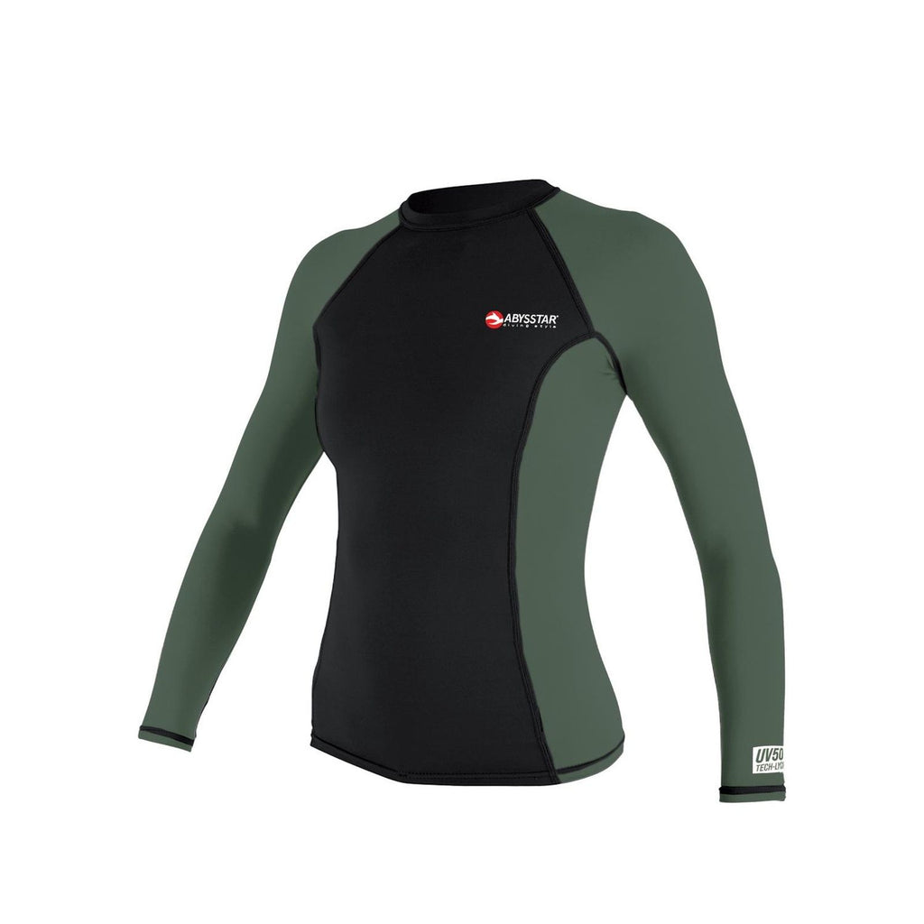 Maglietta da nuoto Malibu Lycra Manica Lunga Donna Nero-Verde XL Abysstar 64064