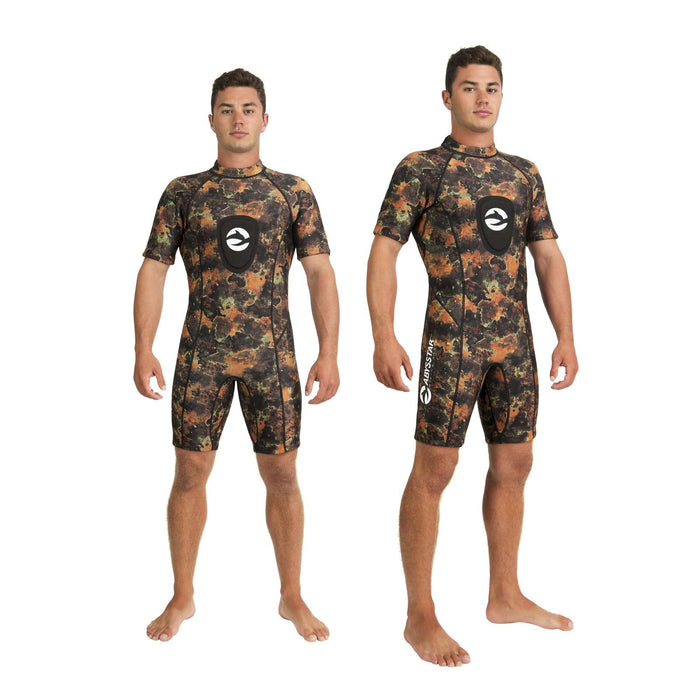 Spearfishing Short Wetsuit Sea Spring Man 2,5mm Camo-Brown-Orange XXL Abysstar 68153
