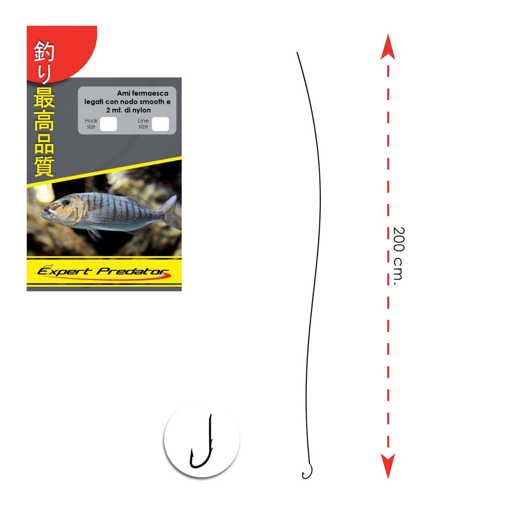 Geknoopte haken met 2m fluorine nylon 0,25mm Maat 12 Expert Predator 6913012