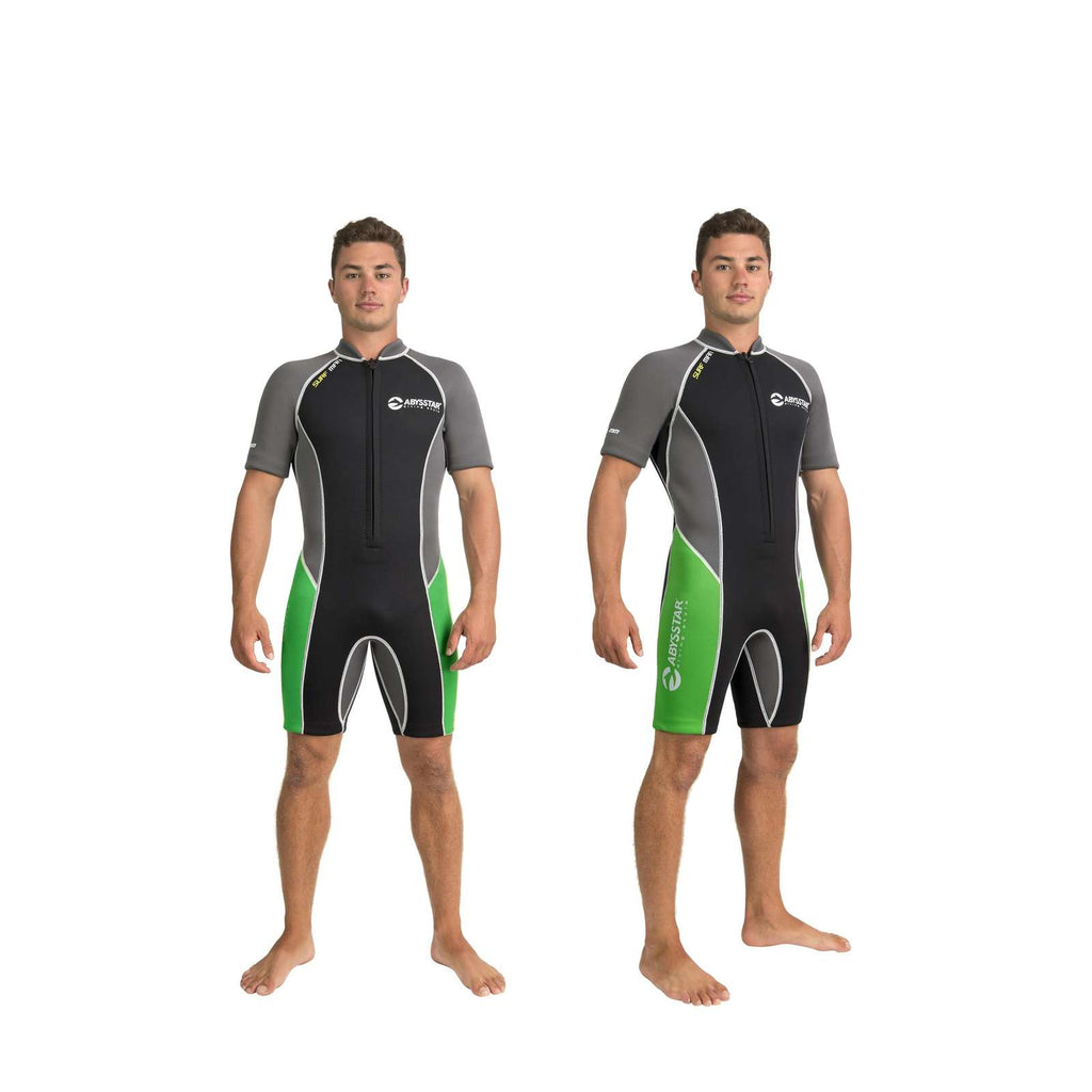 Snorkeling Short Wetsuit Surf Man 2,5mm Black-Grey-Green L Abysstar 69491