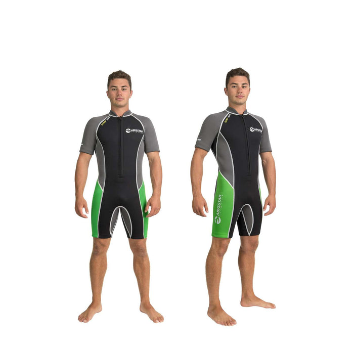 Snorkeling Short Wetsuit Surf Man 2,5mm Black-Grey-Green L Abysstar 69491