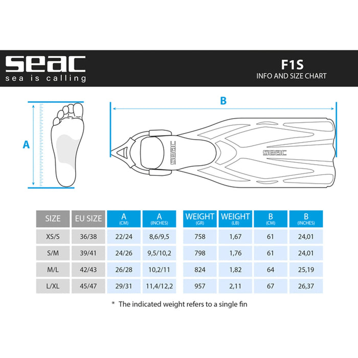 Scuba Diving Fins SEAC F1 Sling Strap