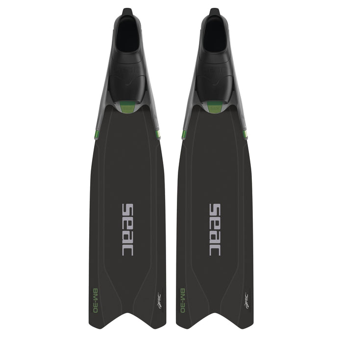Palmes d'apnée et de chasse sous-marine Bm30 Noir-Vert 35-36 Seac 71-56NV-35-36